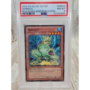 Yu-Gi-Oh Skreech #EN015 Realm/Sea Emperor STR.DK. 1st Edition PSA 8